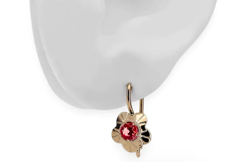 Vintage Earrings Ruby Original Vintage 14K Rose Gold vec028r